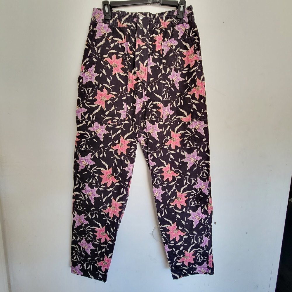 Isabel Marant Tilsor Floral Print Tapered Trousers 100% Cotton Size Small